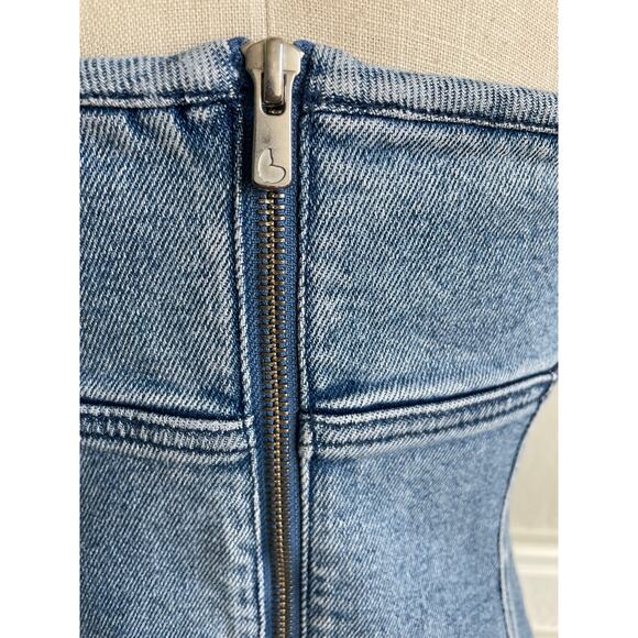 Miss Sixty Strapless Denim Corset Mini Dress Small | Lace-Up Front  Y2K Retro - Picture 4 of 11
